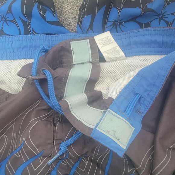 Joe Boxer Swim Trunks‎ Men's Medium Blue Black Mesh Lined Drawstring Band GUC - Picture 8 of 9